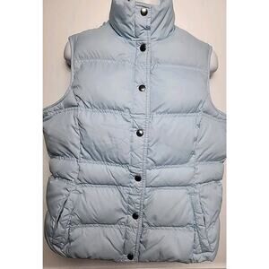 Lands' End Women's Insulated Goose Down Puffer Vest Sky Blue M 10-12 Snap
